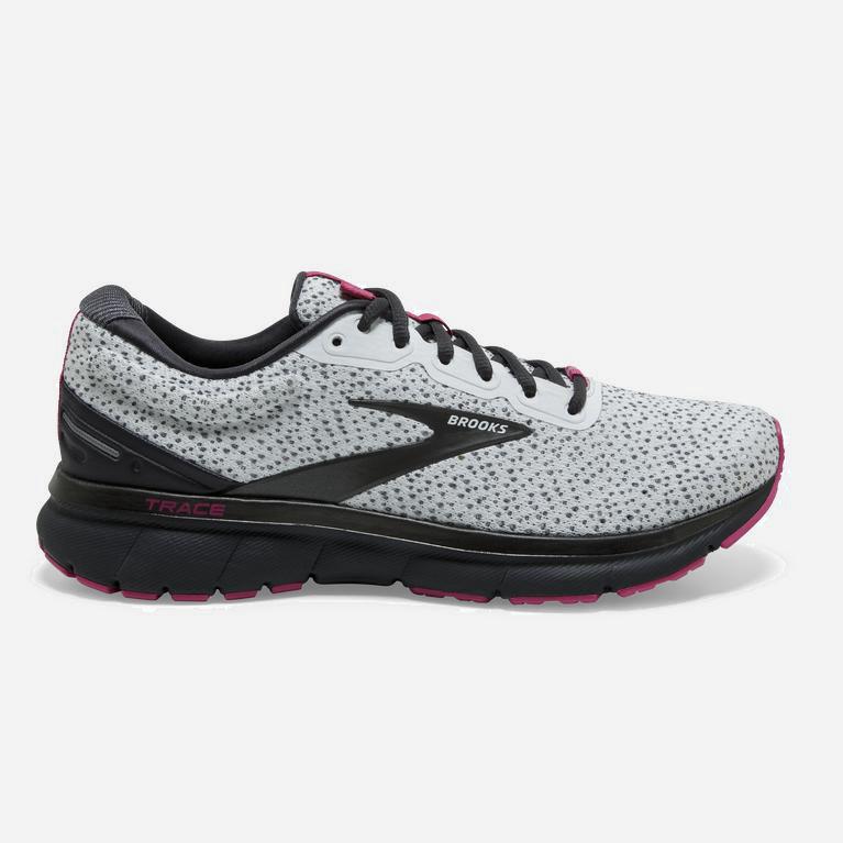 Brooks Trace NZ - Women's Adaptive Road Running Shoes - Ebony Grey/White/Pink (20951-QADU)